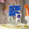 Number Zero Candle with Astronaut Design Glitter Birthday Cake Decoration for Kids Baking Party Supplies 0-9 Digit Candles Set