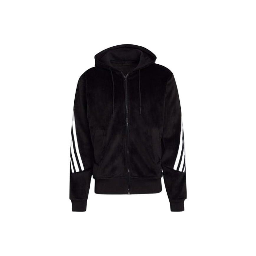 adidas Logo Patch Three-Stripe Hooded Drawstring Jacket Men’s Black H47896 S
