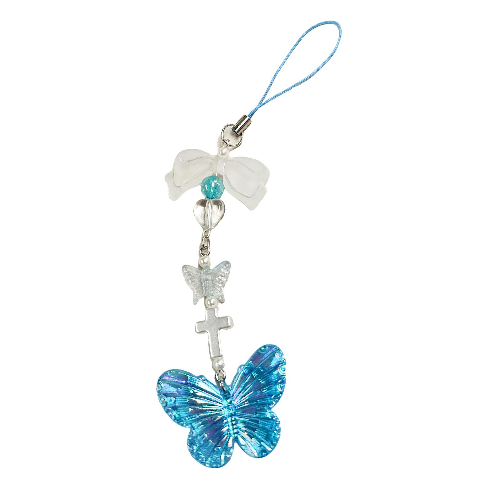 

Elegant Butterfly Phone Chain Portable Acrylic Keychain Multipurpose Pendant Perfect for Handbags and Notebooks Wallets 1 синий