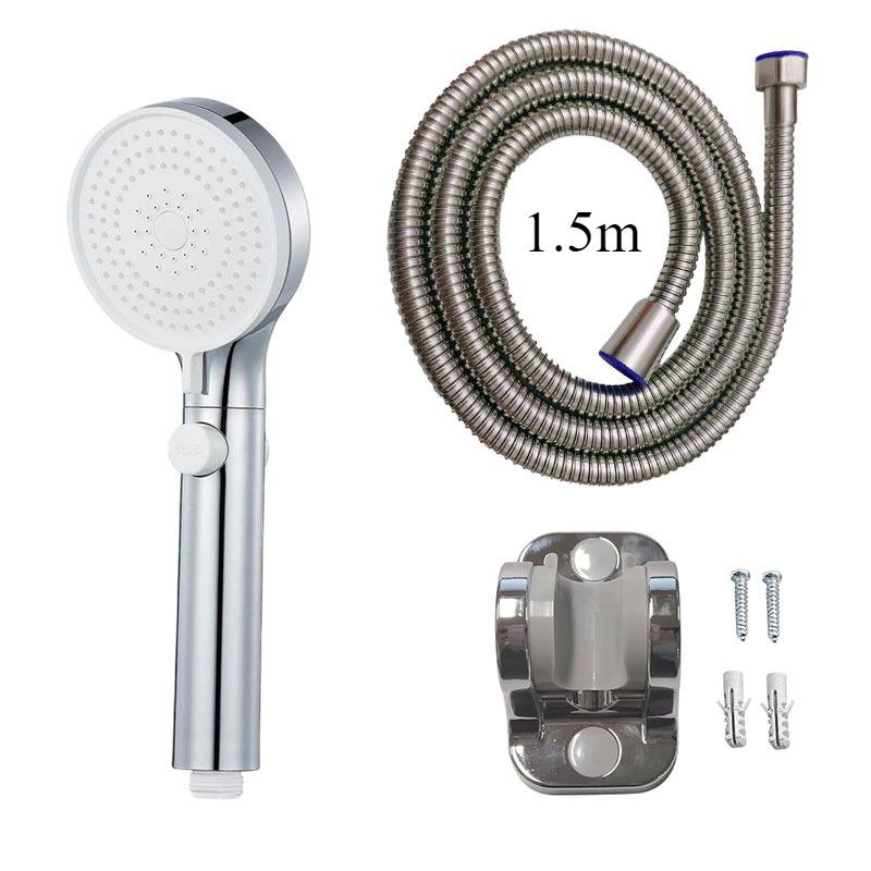 Advanced Showerhead with Enhanced Water Pressure Three-mode Pulse Water Flow Water Stop Filter Anti-fall Spray Shower Head Set