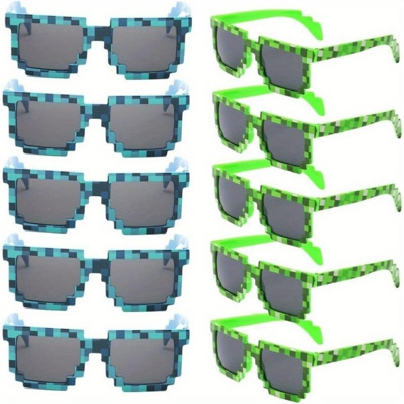 10-Pack 8-Bit Pixel Gamer Glasses, Plastic Frame Decorative Eyewear, Party Favors