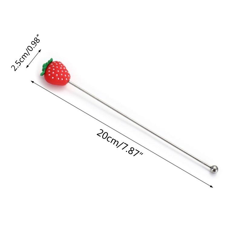 652F 304 Stainless Steel Stirring Rod Fruit Series Bar Spoon Cocktail Stirring Spoon Bar Mixing Spoon Milk Tea Stirring Spoon