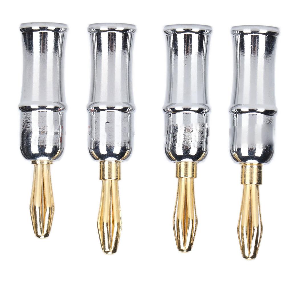 Preffair 4PCS Banana Plug Connector 24K Gold Plated Brass Banana Plug Six Leaf Banana Plug for Speakers BA1462