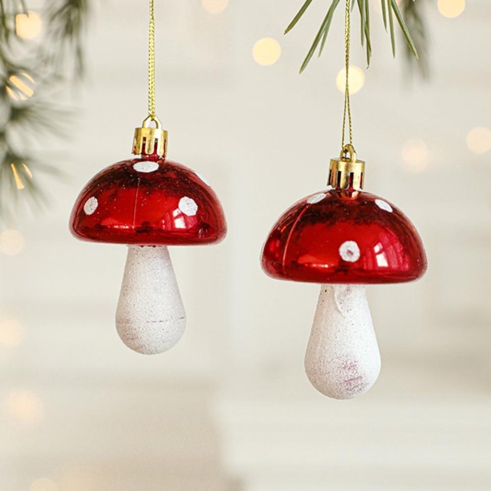 2Pcs Exquisite Christmas Tree Pendant Donut Mushroom Xmas Tree Hanging Navidad Decoration Christmas Santa Claus Pendant for Home