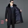 Men's Winter Wool Coat with Detachable Liner and Real Rabbit Fur Collar for Middle-Aged & Elderly