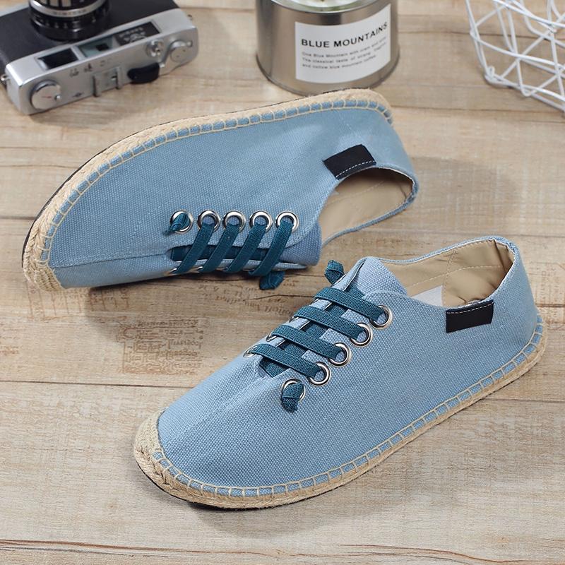 

Шнуровка парусиновые туфли мужские туфли сшитые вручную конопляные Папа рыбак балетки мужские льняные эспадрильи 44