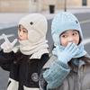 Fleece Lined Kids Earflap Beanies Winter Touchscreen Gloves 4-10Y Neck Warmers  for Boys and Girls