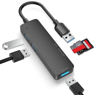 USB Hub napájaný zbernicou LUONOCAN Malý tenký USB adaptér Port Čítačka kariet Rozšírenie Kompatibilné s Pason Čierna 3.0 USB3.0/2.0 TF/SD Viacportový rozbočovač, PS3/4/5