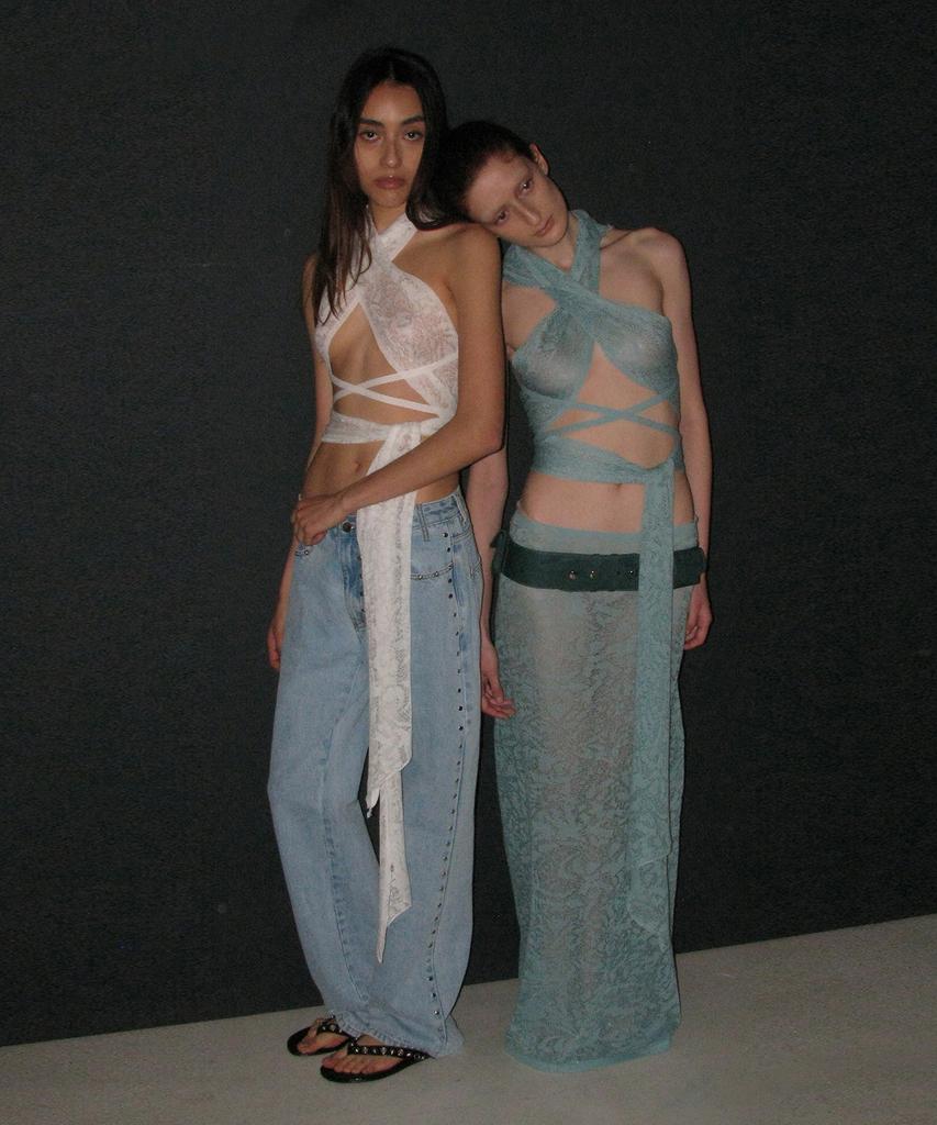 Partimento Woman Crochet Knit Maxi Skirt_Sky