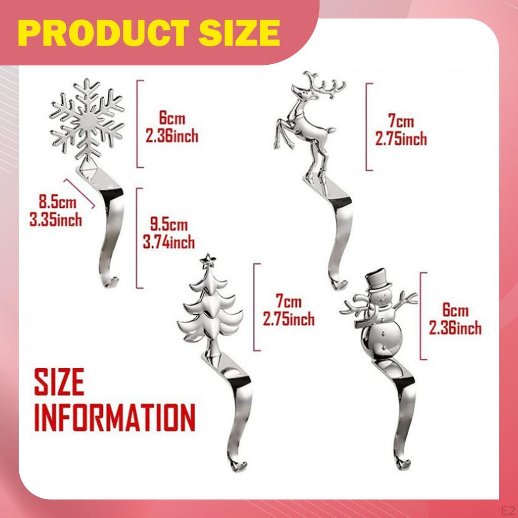 4 Pieces Christmas Stocking Holder Ornaments Hangers Snowman Hook for Window