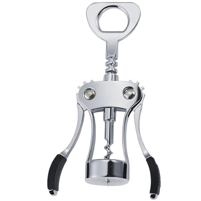 

Manual 2-in-1 wine opener, practical stainless steel, thick lever spur gear, comfortable grip,suitable for wine, beer, champagne серебряный