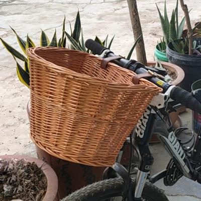 סל אופניים עמיד בפני מזג אוויר קיבולת גדולה קש ארוג ביד סל קדמי לאופניים אביזר רכיבה על אופניים