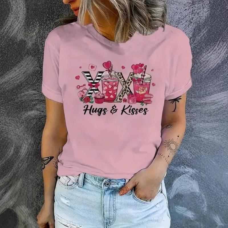 Casual Temperament Top Printed Women's Clothing Crew Neck Short Sleeve Comfortable T-Shirts Women’s