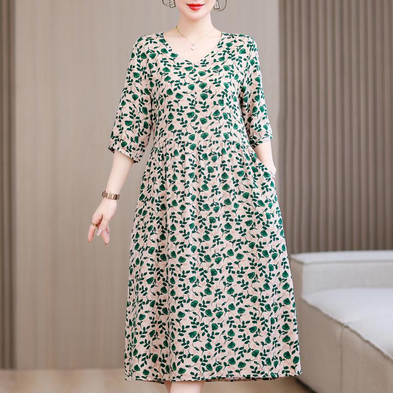 Summer Plus Size Elegant Dresses for Women  Casual Half Sleeve Long Dress