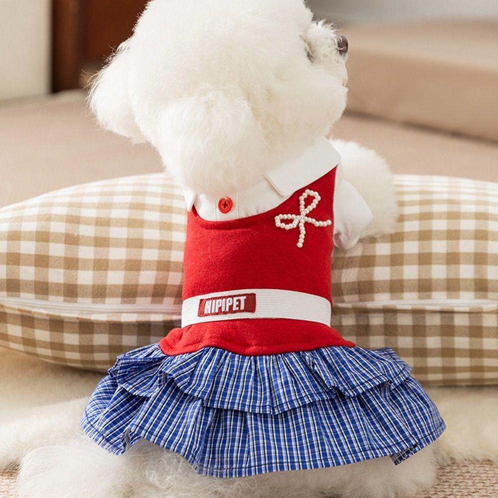 Cat Gown Soft Cat Bowknot Dress Shirt Collar Preppy Style Dog Shirt Dress Cute Creative Pet Summer Clothes Pet Party