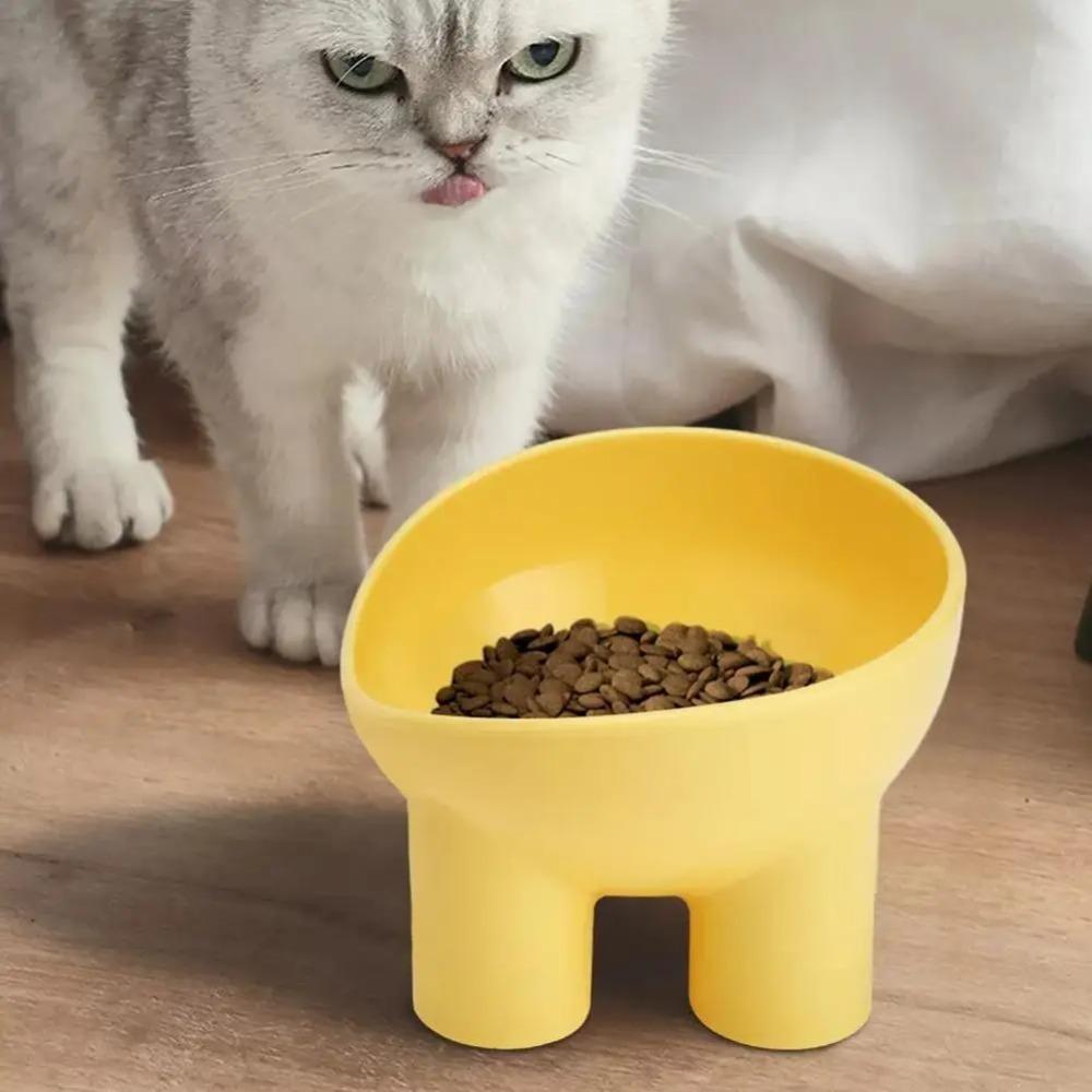 Non-Slip Anti-Dumping Pet Bowl 45° Inclined - Macaron 4-Color Pet Grade, High Feet Stable Food & Water Dish for Cats Dogs