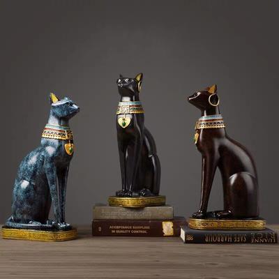 Egyptian Cat Resin Craft Vintage Home Decor Bastet Goddess God Pharaoh Figurine Statue Office Ornaments Gift