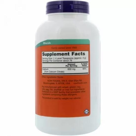 Now Foods CITRÁT VÁPENATÝ PRÁŠEK, 600 mg, 227 g