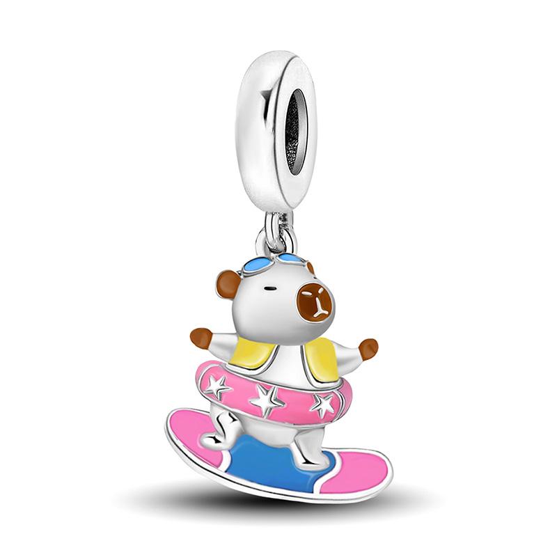 Copper Pink Koala Hair Dryer Fawn Charm Pendant For Women Diy Bracelets High Quality Personalized Fine Jewelry