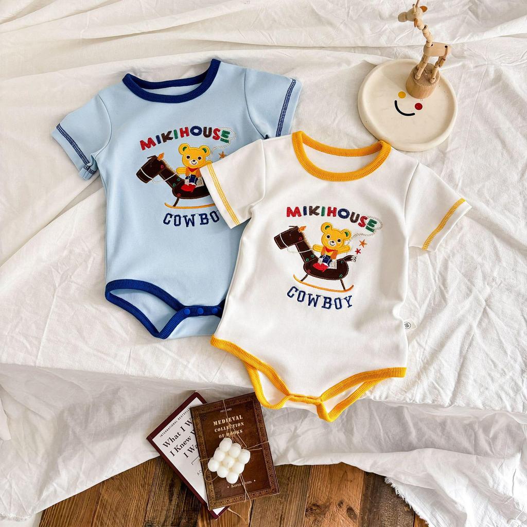 Summer Baby Romper 2025: Cute Cartoon Print, Round Neck, Breathable Short Sleeve, Triangle Jumpsuit