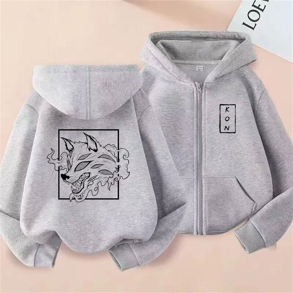 Anime Chainsaw Man Hayakawa Aki Summon Fox Devil Kon Zipper Hoodie Men Women Casual Zip Up Jacket Men's Vintage Manga Style Coat