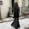Ilya's New French Black Long-sleeved Mesh Dress Has A High Sense of Elegance and Elegance. Spice Girl