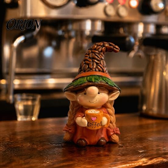 Cute Gnome Figurines Coffee Ornaments, Resin Figurines, Decorative Tabletop Cafe Soft Furnishings Centerpiece for Bar Decor & Lovers Lover Gifts