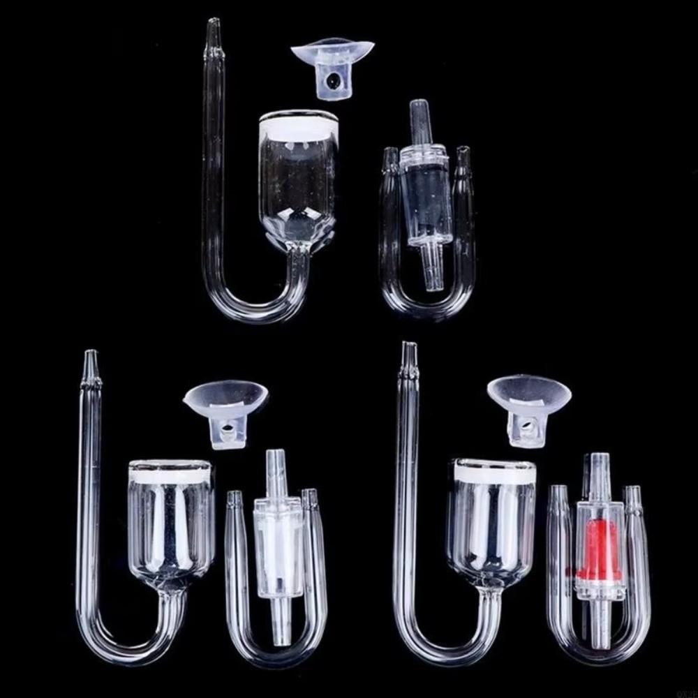 New U Shape CO2 Atomizer Transparent Glass Glass Tube Check Valve Suction Cup Glass Tube Aquarium Plant Supply