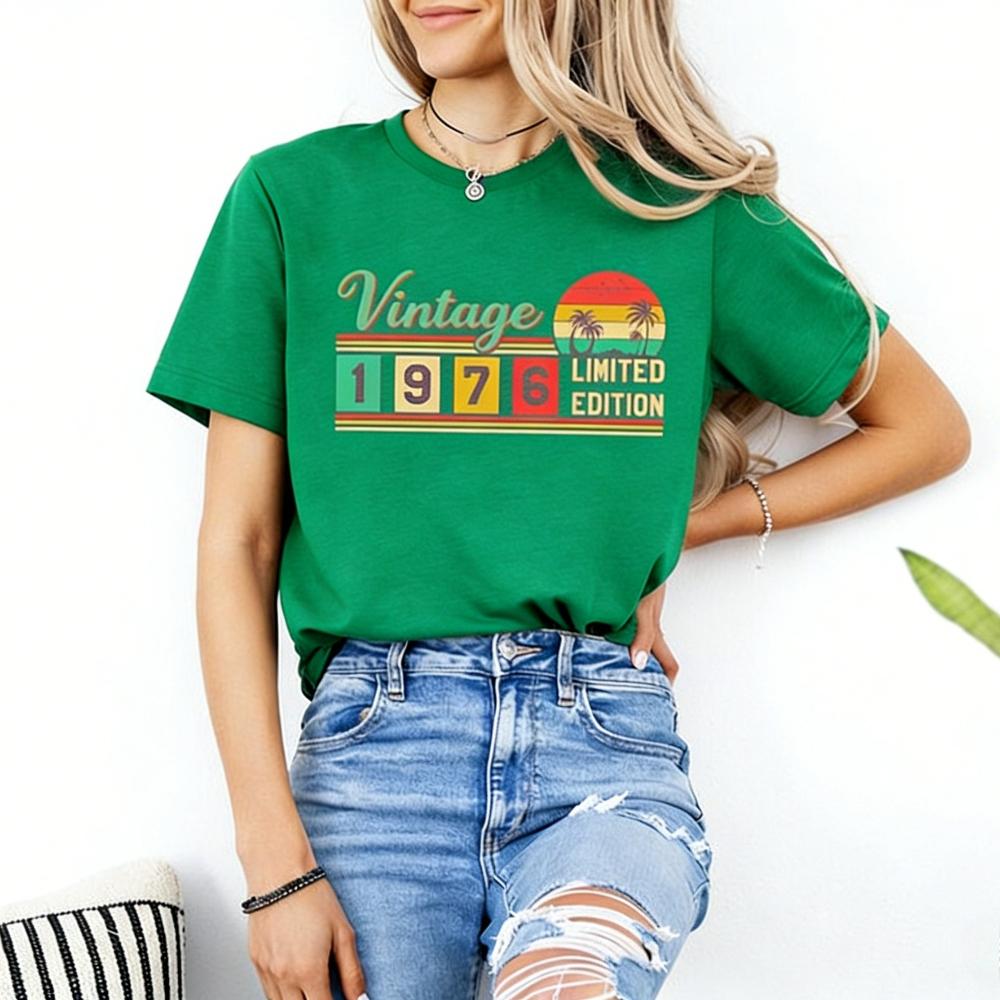 Vintage 1976 Limited Edition Birthday T-Shirt Classic Retro Style Graphic Printed Tshirt Men Women Fashion Tops