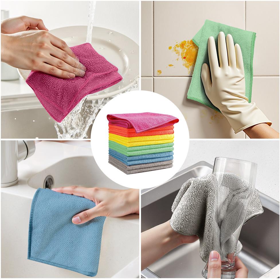Dishwashing Cloth Kitchen Rag Custom Scouring Pad Household Products Multifunctional Cleaning Towel 30*30CM 10 Piece Microfiber