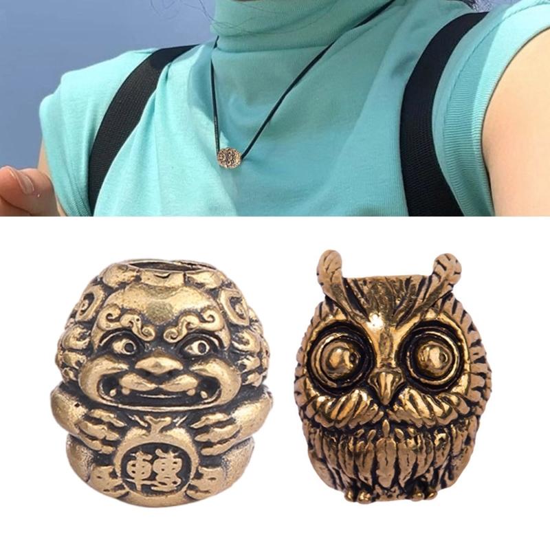 Unique Copper Owl Lion Charm Jewelry Pendant Representing Luck and Prosperity Copper Texture Perfect for Fashion Seekers
