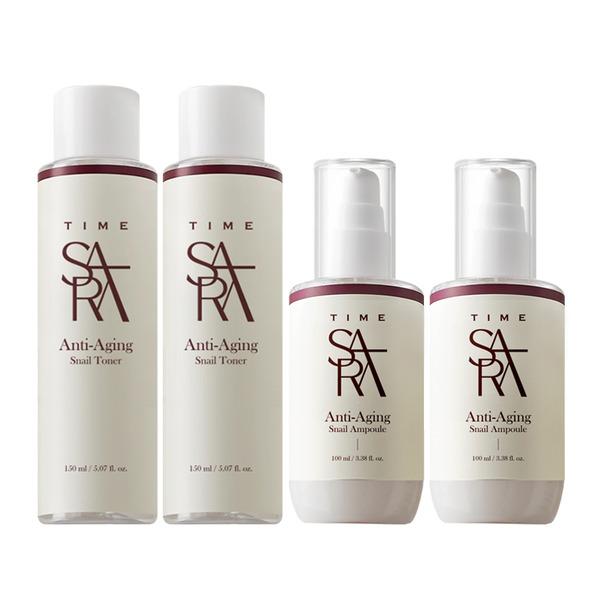 TIME SARA Anti-Aging Snail Toner (150ml x 2) + Ampoule (100ml x 2)