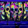 Blacklight Skull Butterfly Tapestry UV Reactive Skeleton Waterfall Landscape Glow In The Dark Tapestrys Aesthetic Neon Backdrops
