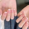 Simple French Gradient Detachable Press-On Nails: Short, Whitening False Nail Tips.