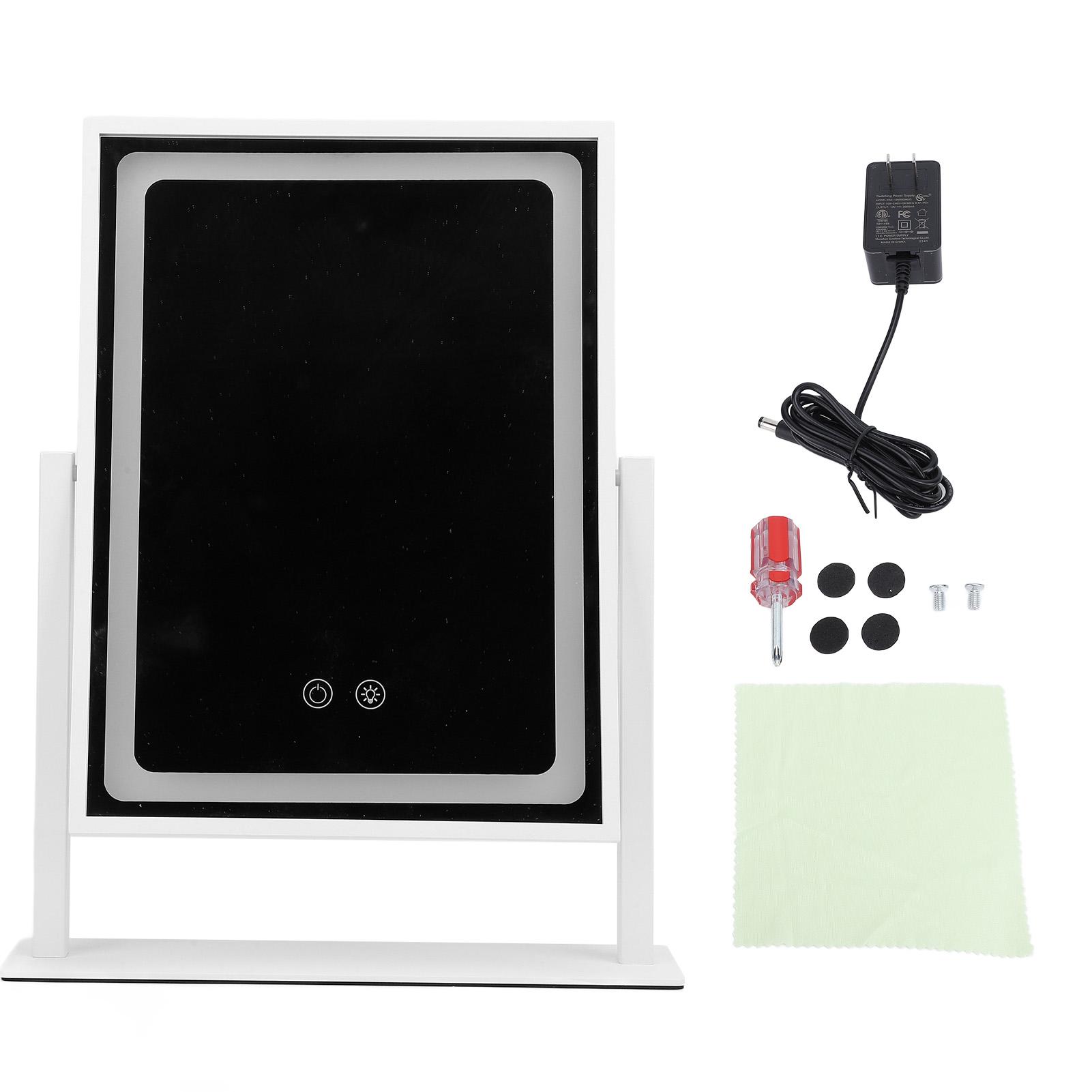 

Зеркало для макияжа с сенсорным управлением, 3 цветовых режима, диммируемое, вращение на 360 градусов, со светодиодной подсветкой жемчужина белый