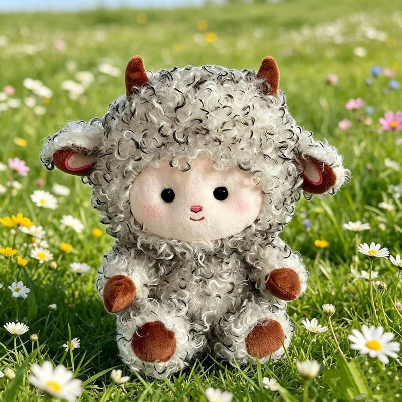 Superweiches Lamm Kuscheltier Puppe 20cm Lockiges Haar Lamm Plüschtier Zimmerdeko Kindergeburtstagsgeschenke 20cm