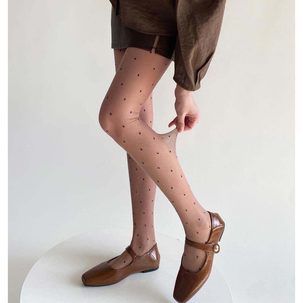 2024 Spring/Summer Core-Spun Jacquard Stockings: Ultra-Thin Slimming Socks with Polka Dots & Hearts