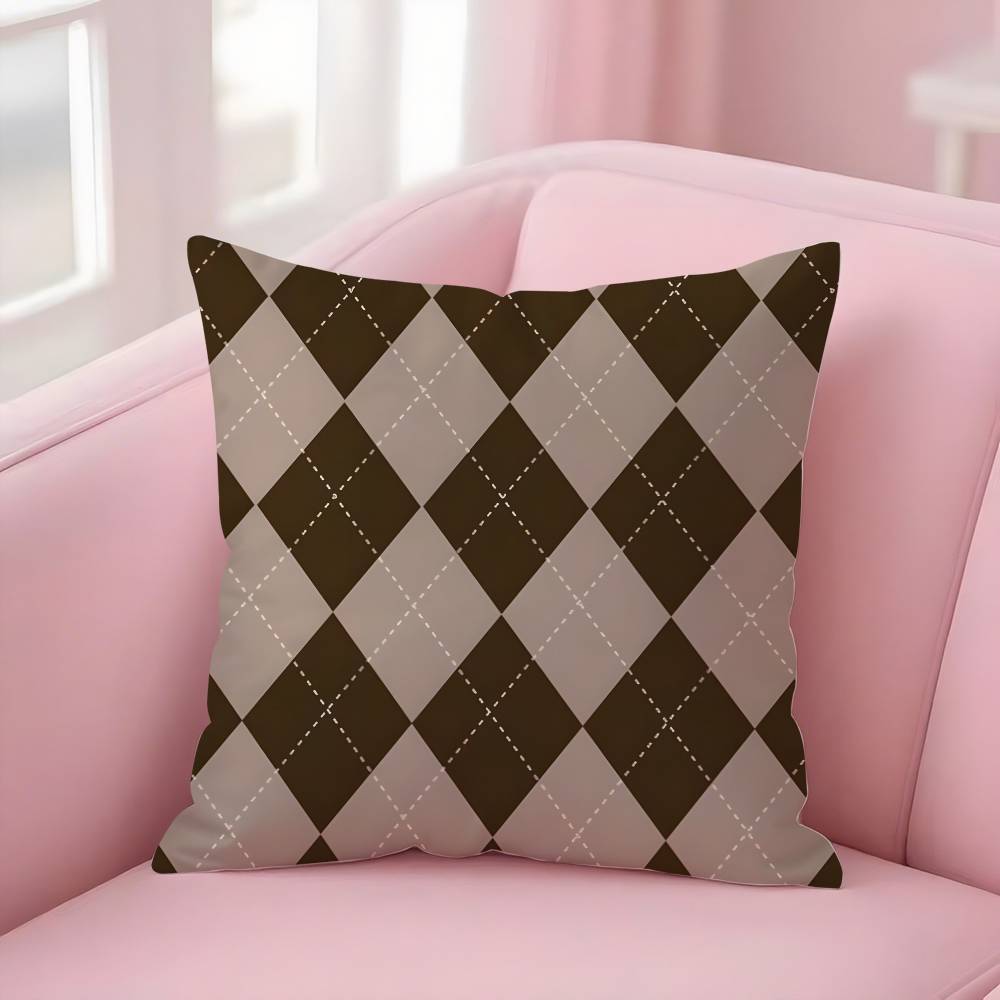Christmas Plaid Pillow Case Sofa Short Plush Double-sided HD Printing Room Home Office Gift Cushion Cover
