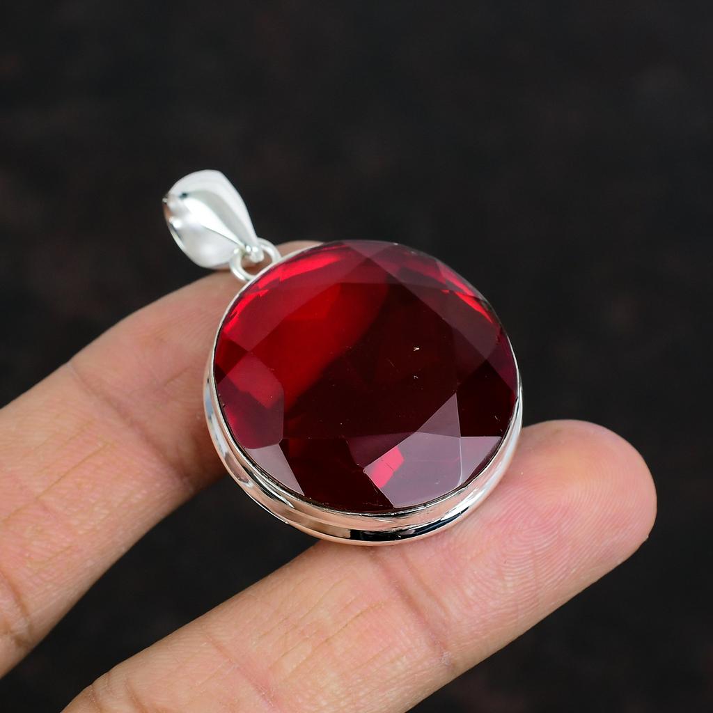 Faceted Mozambique Garnet Pendant Original Gemstone Pendant 925 Sterling Silver Pendant Latest Design Jewelry Handmade Pendant Gifts for Mom