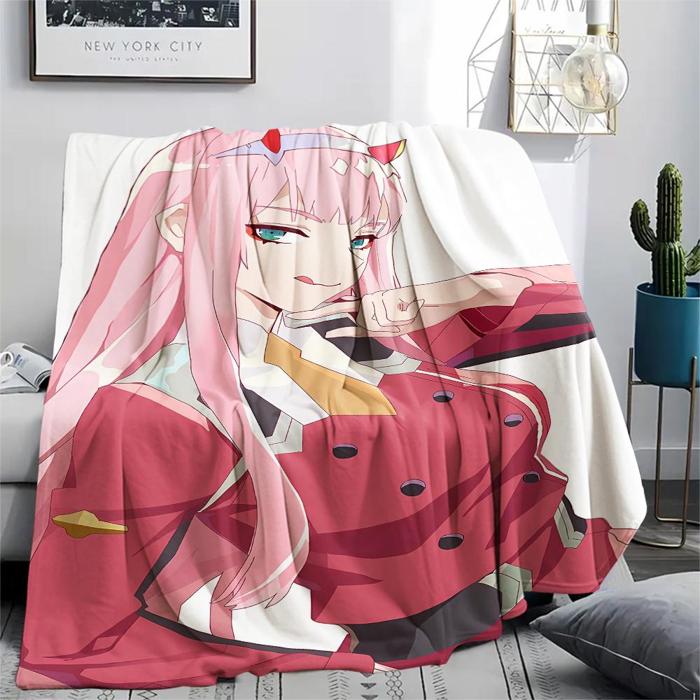 1PC DARLING In the FRANXX Zero Two Print Flannel Blanket, High Quality All Seasons, Home Decor, Warmth and Comfort, Perfect for Christmas Gifts