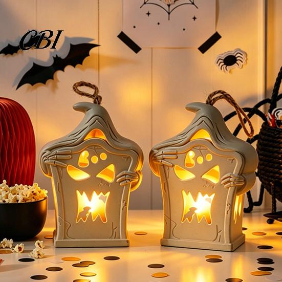 Indoor Festival Accents Halloween Light Up Tombstone Ornaments, Spooky Small Hanging Graveyard Decoration with Home Decor LED for Haunted House, Party