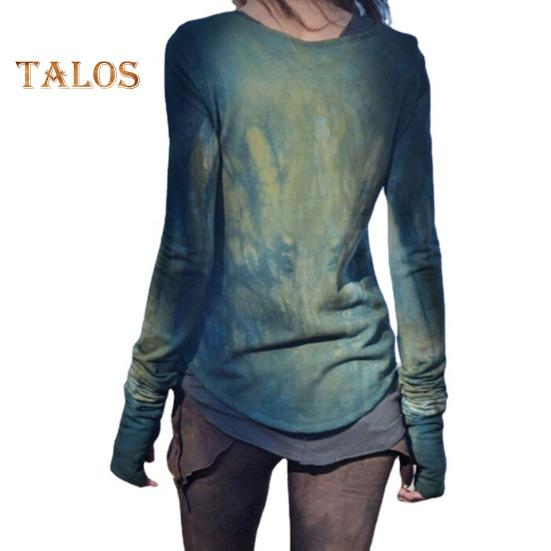 Top da donna Girocollo Manica lunga Maglietta stampata luna Aderente Lunghezza media Elasticizzata Maglietta da indossare tutti i giorni