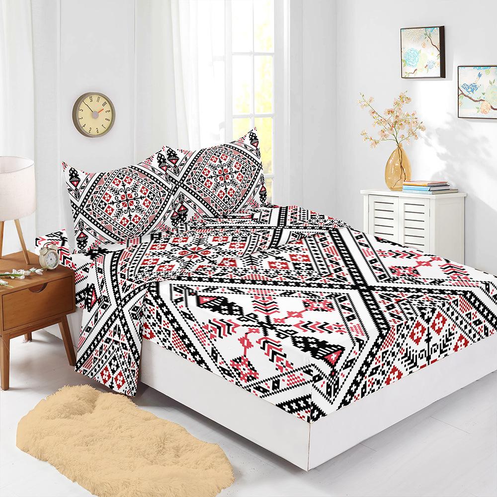 Four-Piece Mattress Digital Printing Mattress Protective Cover Bedding Bohemian