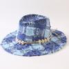 European and American Classic Retro Old Plaid Burr Jazz Hat Men's and Women's Outdoor Sunscreen Sunshade Big Eaves Western Cowboy Hat