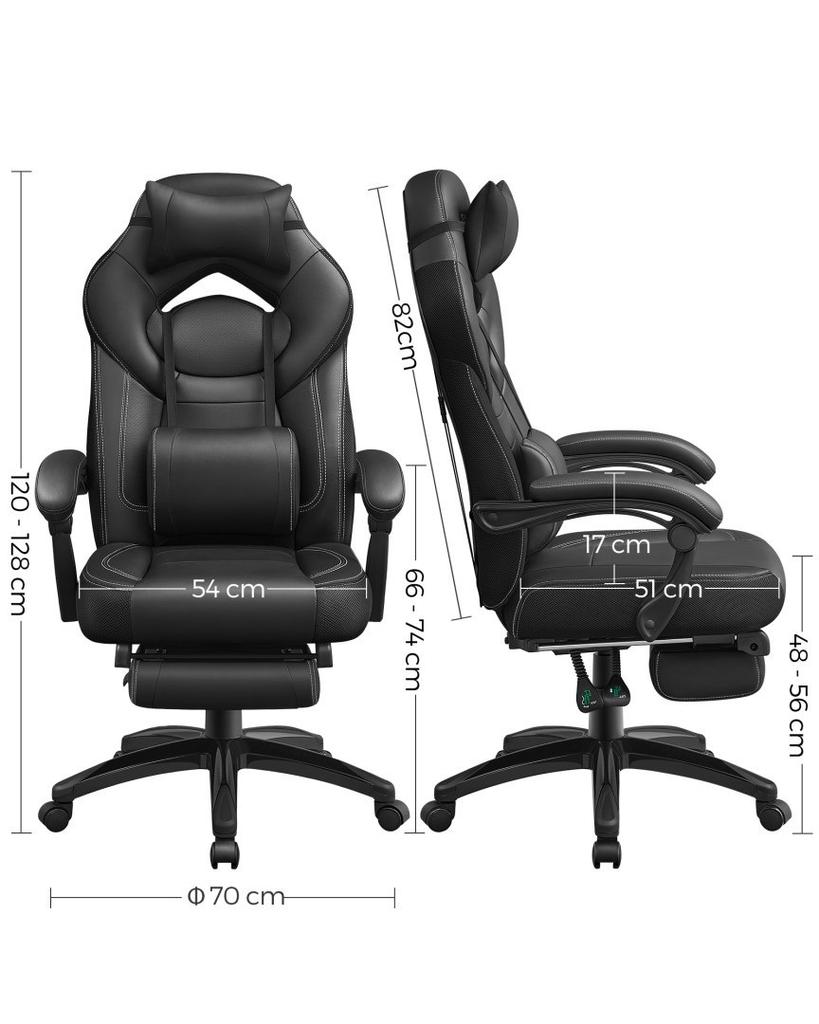 Gaming Stuhl, Bürostuhl mit Fußstütze, Schreibtischstuhl