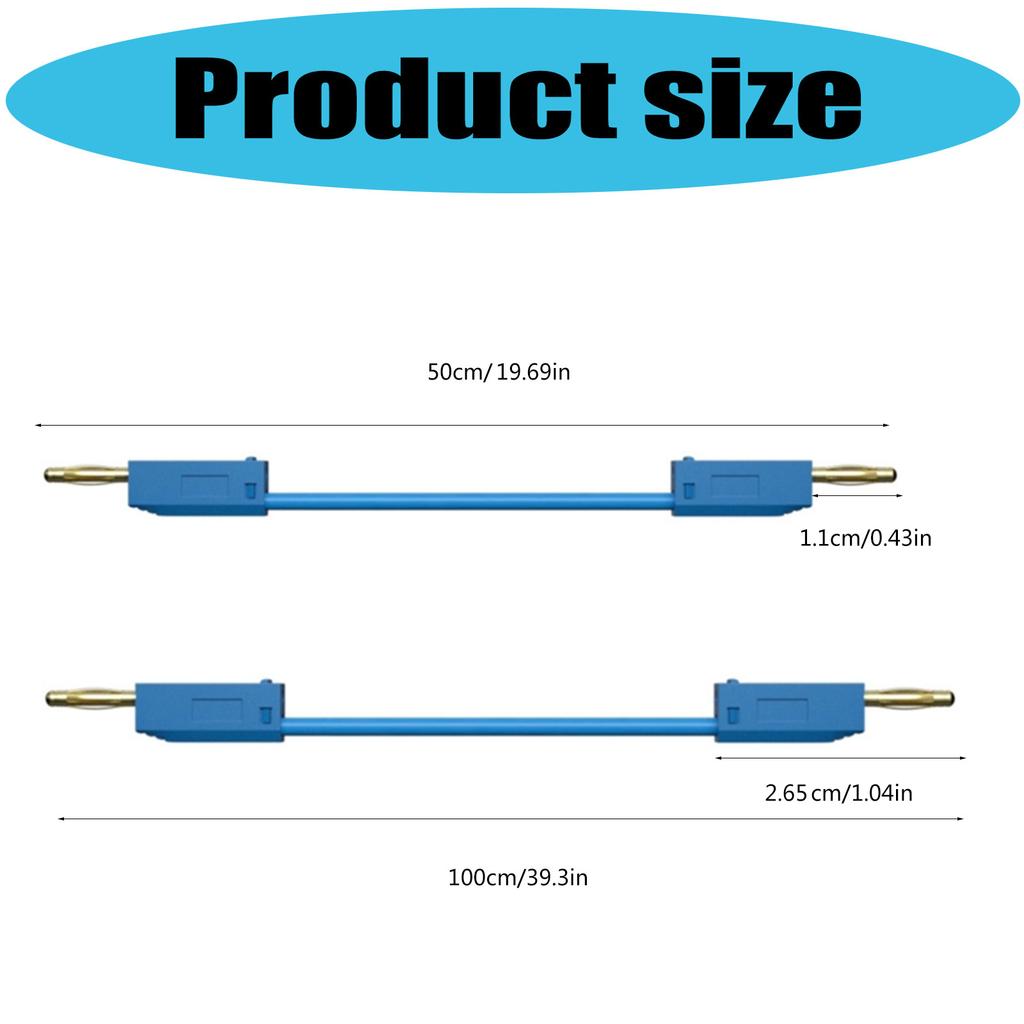 50cm/100cm 2mm Banana To Banana Plug Test Lead Measuring Line Stackable Banana Plug Wire Test Cable Lead for Multimeter