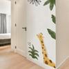 Cartoon Giraffe Green Leaves Wall Sticker Kids Room Kindergarten Wall Decoration Home Decor Self-Adhesive