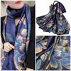 Elegant Women' Large Silk Scarf As a Gift 180x90 Black Beige
