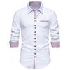Spring Summer Triangle Collar Striped Color Blocked Men's Long Sleeved Shirt Top Shirts (men’s)