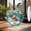 Acrylic Clear Apple Collectible Figurines Crafts Crystal Goldfish Apple Figurine Home Office Handmade Statue Ornament Decoration